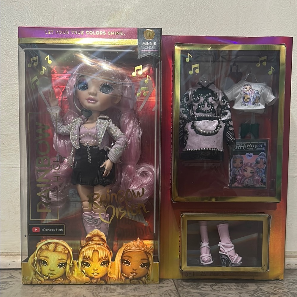 Rainbow Fashion Doll with Pink Hair